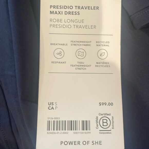 NWT Athleta Presido Traveler Maxi Dress. Black. Small - Picture 8 of 8